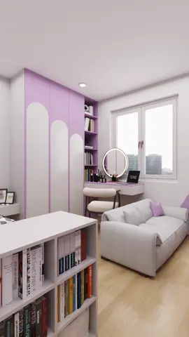 kamar buat cewek 3,6 x 3,7 meter yang lengkap dan suka warna ungu #design #Bedroom #HomeStyling #InteriorIdeas #homedesign 