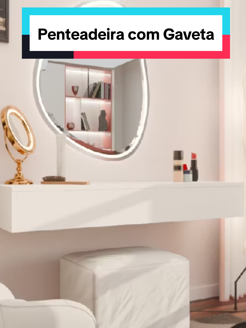 Penteadeira Com Gaveta 100CM Console Camarim Com Corrediças Mtálicas. 🔗Link nos comentários ou na Bio #shopee #penteadeira #camarim #quarto #luxo 