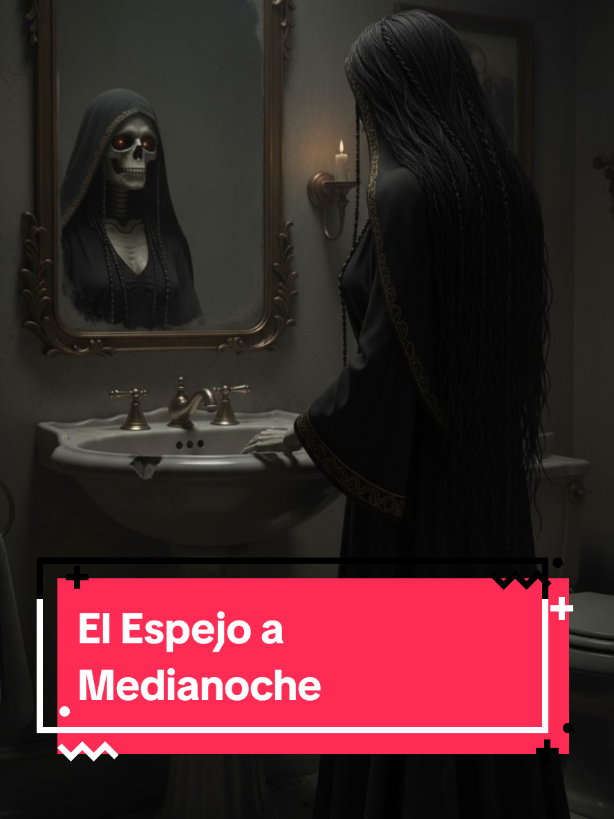 El Espejo a Medianoche — The Midnight Mirror.  #VersosdelaSantaMuerte #SantaMuerte #SantaMuerteUSA #WitchTokUSA #TexasWitch #CaliforniaBrujeria #ArizonaRituales #NevadaMystics #ForbiddenMirror #DarkRituals