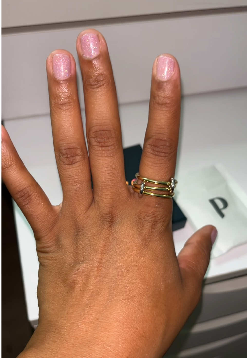 Simple gold & silver interlock ring stack ##pavoijewelry##ringstack##ringcollection##ringseries##tiktokshopcreatorpicks