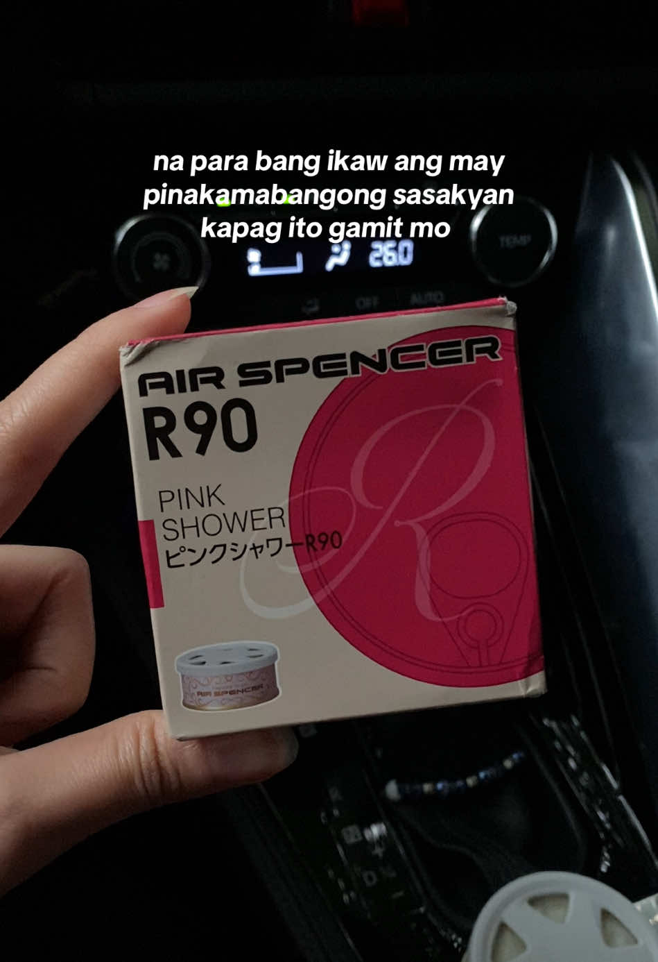 na para bang tagapagmana ka sa sobrang bango ng sasakyan mo ✨ — I’m using the R90 variant in Pink Shower!  #airspencer #airkoshasouth #eikosha #pinkshower #carfreshener 