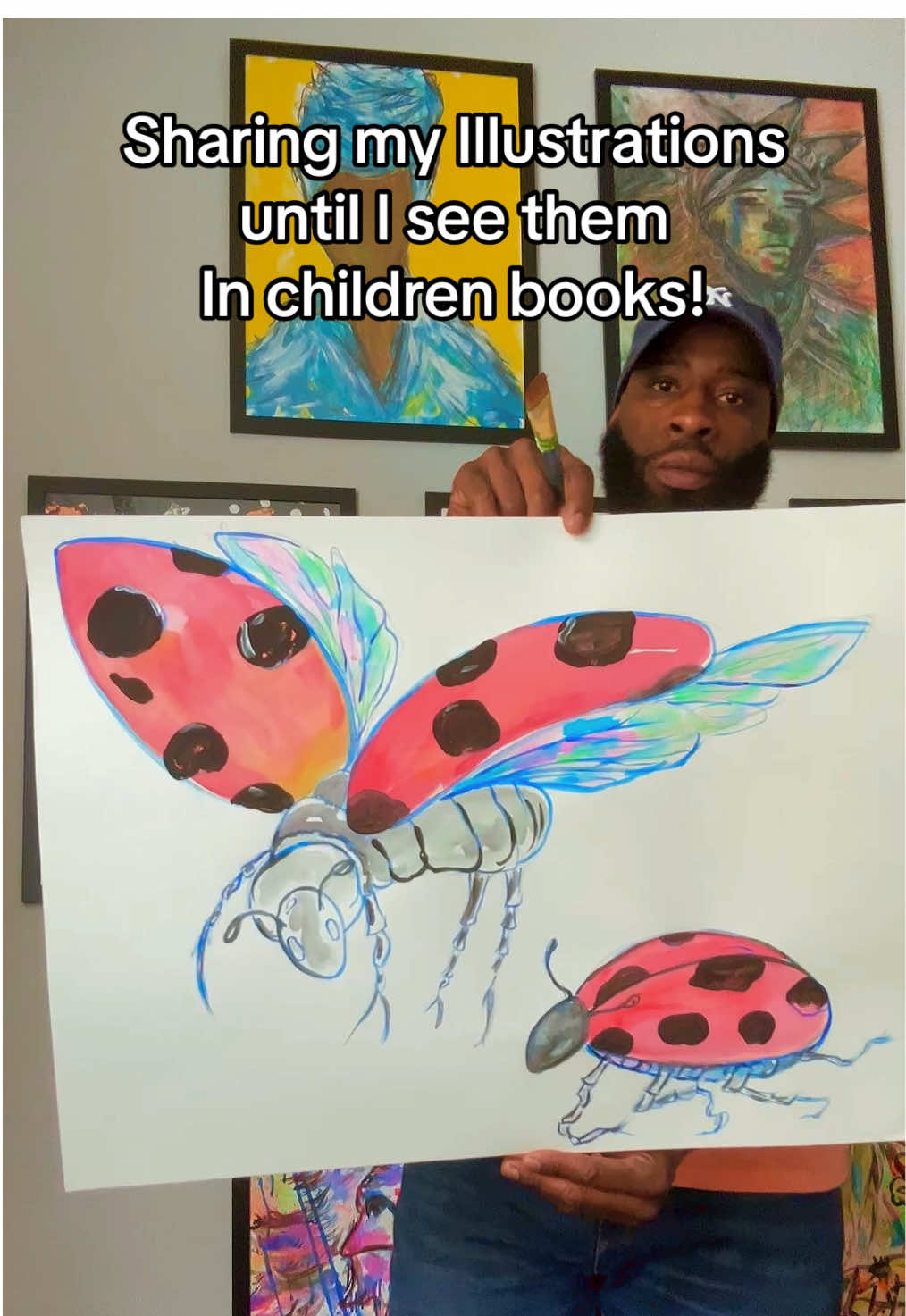 Lady bugs are good luck! #childrensbook #illlusrtration #childrensbookauthor #art #painting 