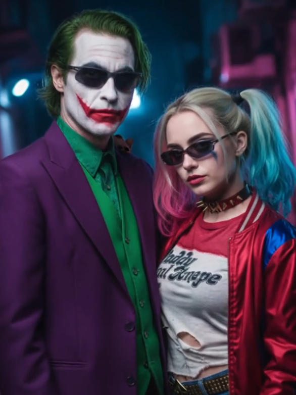 pedi pro Gemini transformar minha foto em Coringa e Arlequina ❤️🖤 #trend #gemini #casal #coringa #arlequina 