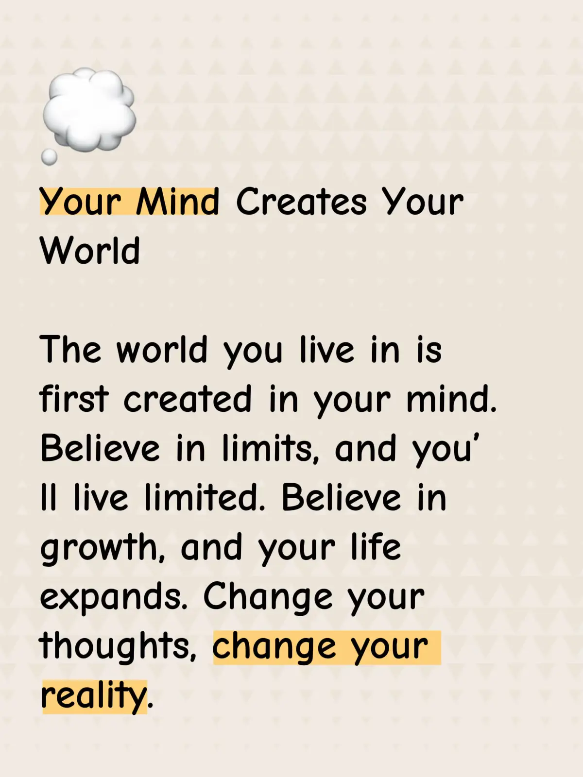 Your mindset shapes your experience of life. When you believe in limits, you unconsciously create them. When you believe in growth, opportunities appear where others see obstacles. The thoughts you nurture become the world you live in. That’s why protecting and training your mind is so powerful. If you want to change your reality, start by changing your inner narrative. Your mind creates your world.#DisciplineOverMotivation #MotivationDaily #FutureSelf #GrowthMindset #viral 