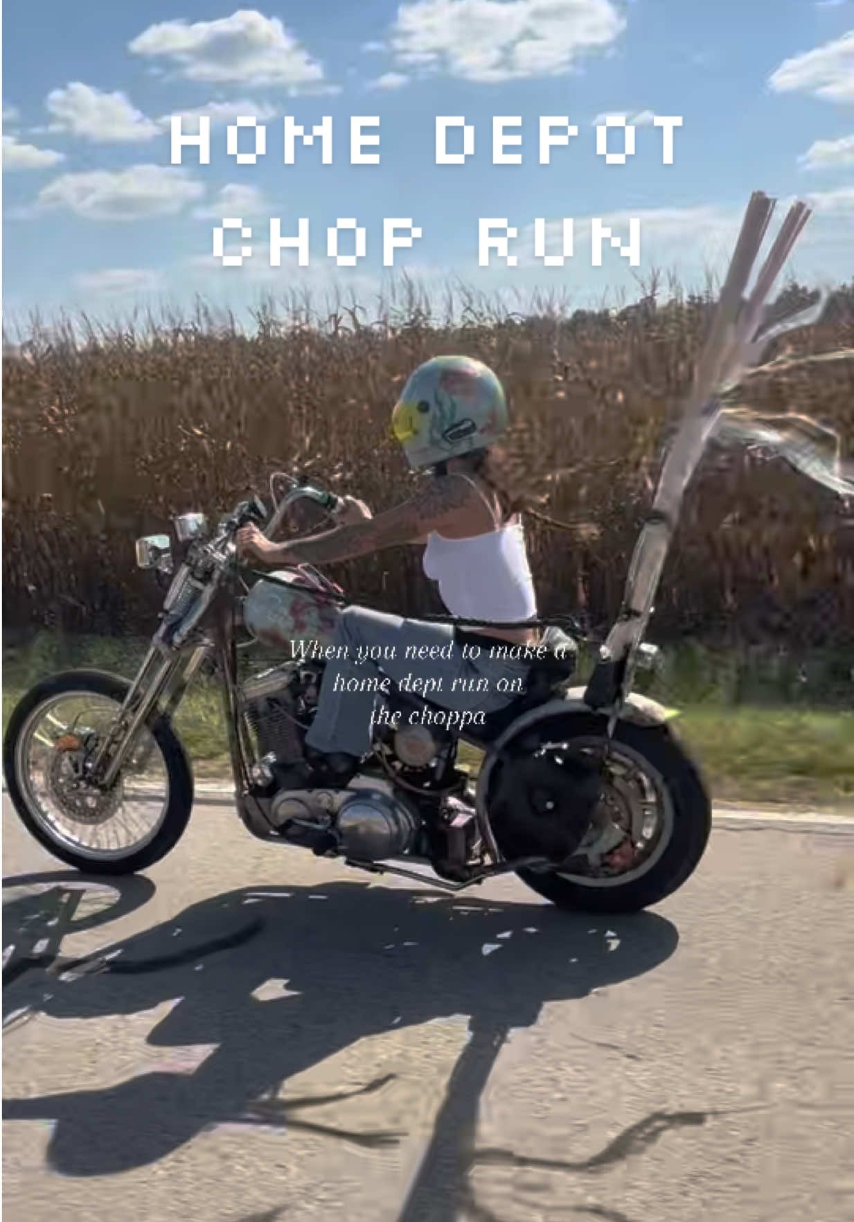 Well someone’s gotta get the track strips 😏 @The Home Depot  #choppers #chopperlife #bikerchick #sportychop #howdoersgetmoredone 