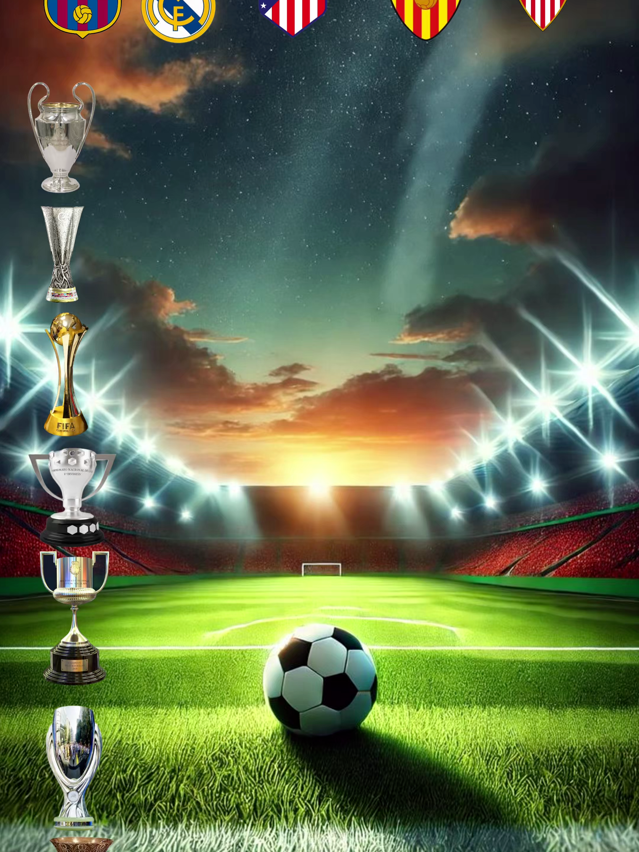 Fc Barcelone vs Real madrid vs Atlético madrid vs Valence fc vs Séville fc Trophées #fcbarcelona #realmadrid #atleticodemadrid #sevillefc #footballclub