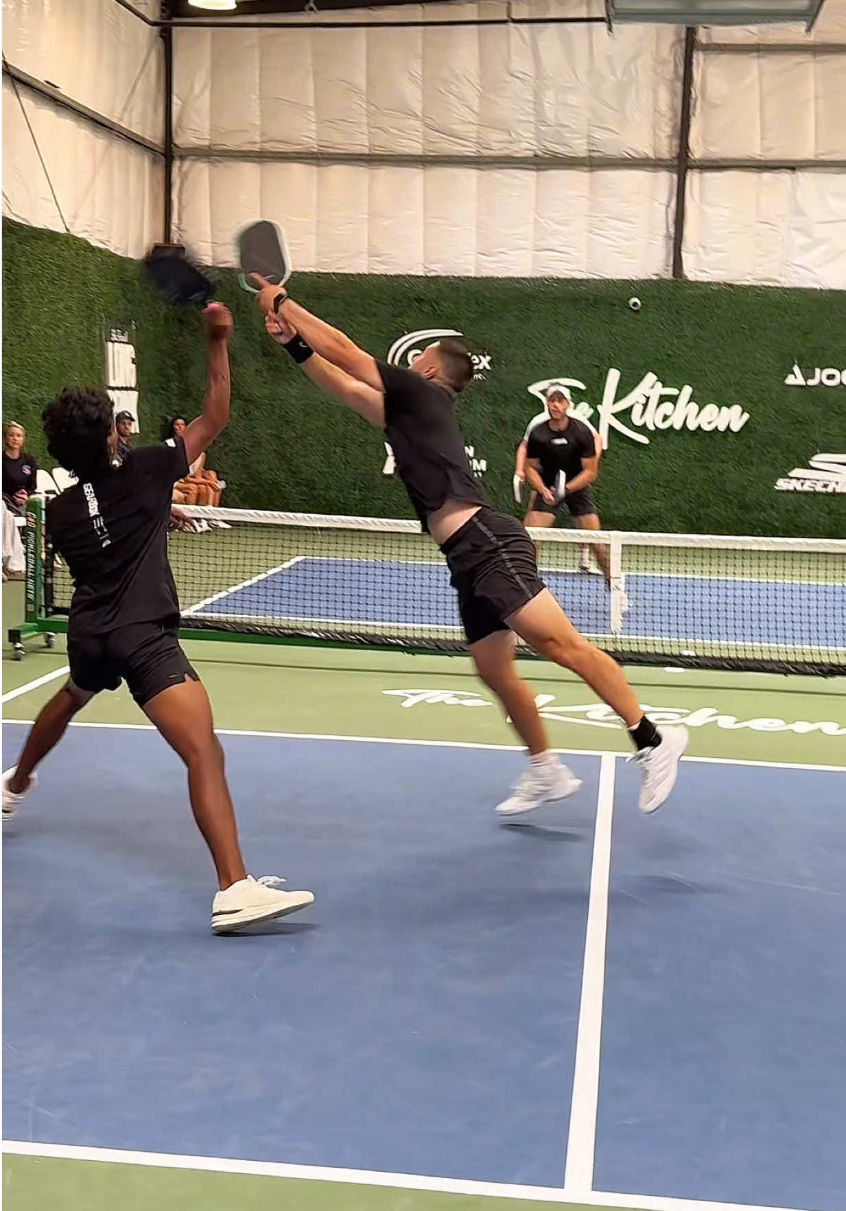 Crazy exchange. Not so sure that ball was in though. 👀 #pickleball #pickleballhighlights #pickleballtiktok #pickleballtournament #pickleballpro 