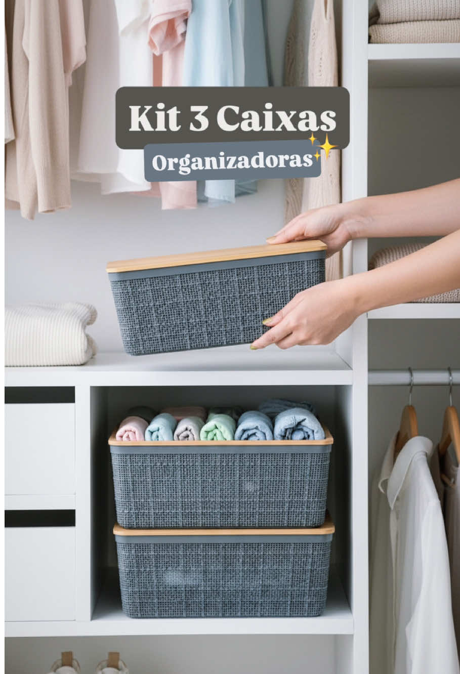 Três soluções em um só kit ✨ Mais espaço, mais organização e mais tranquilidade no seu dia. Quem diria que arrumar pode ser tão fácil? . #enxovaldecasa #enxovaldequarto #comprinhasparaolar #achadinhoshopee 