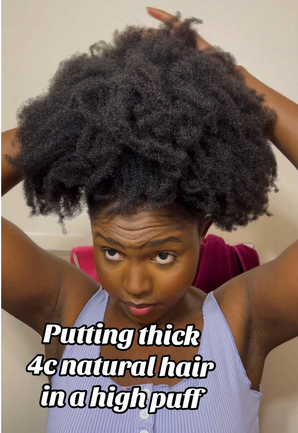 How i put my thick 4c natural hair in a high puff, adjustable bands will save you!