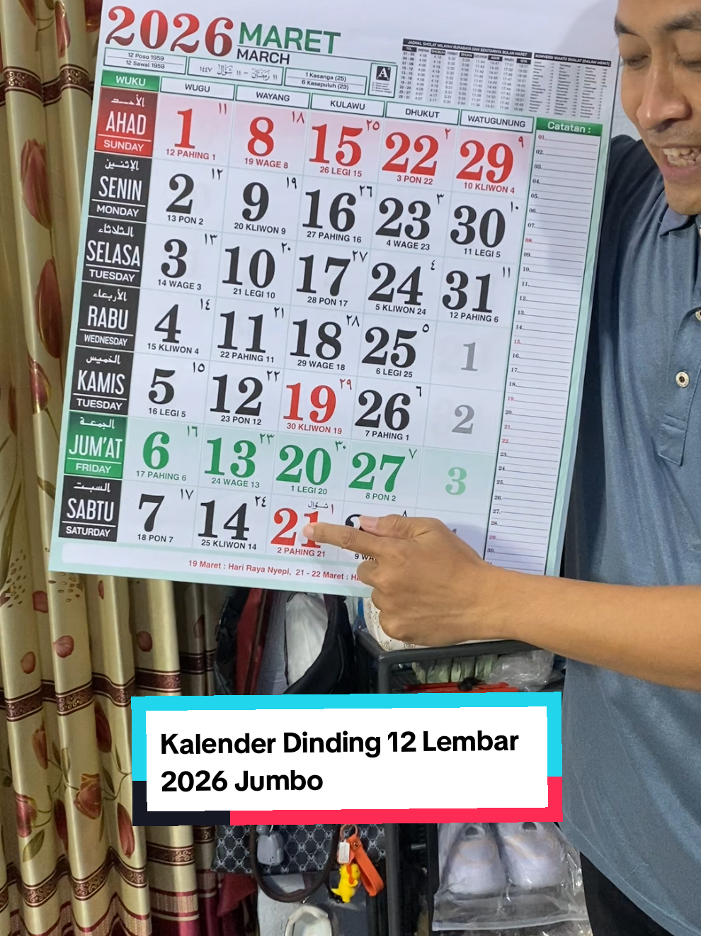 Kalender Dinding 12 Lembar 2026 Jumbo #kalenderdinding  #kalendermasehi #kalenderjawa  #kalenderdinding2026 #wibgajian 