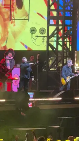 Liam Gallagher fist bumps his brother as he walks off stage on the final night at Wembley. #oasis #liamgallagher #noelgallagher #oasis 