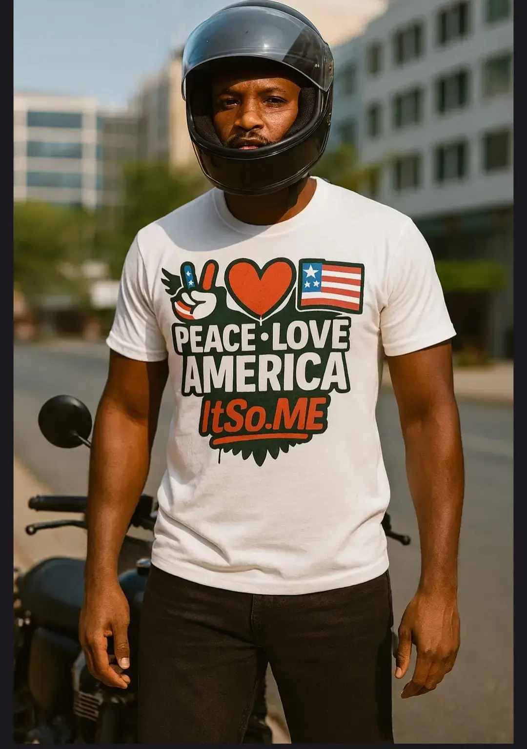 Bold. Patriotic. Real. 🇺🇸 This “Peace • Love • America” tee brings the energy of unity and pride wherever you go. Styled with the ItSo.Me signature, it’s more than just a shirt — it’s a statement. ✌️❤️🇺🇸  http://ItSo.Me #ItSoDotMe, #PeaceLoveAmerica, #AmericanStyle, #PatrioticWear, #USAApparel, , , , , , , , , , , , , , , , , , , , , , , , , 