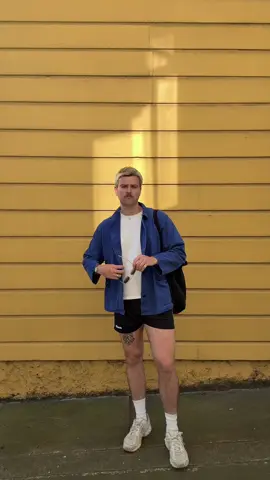 fall outfit formula: french chore coat with shorts #outfitinspo 