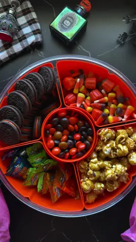 Halloween movie night snackle box for folks with a sweet tooth! Do you like your snackle boxes sweet, salty, or a combo of the two?! #asmr #foodasmr #snacklebox #halloweenideas #candy 