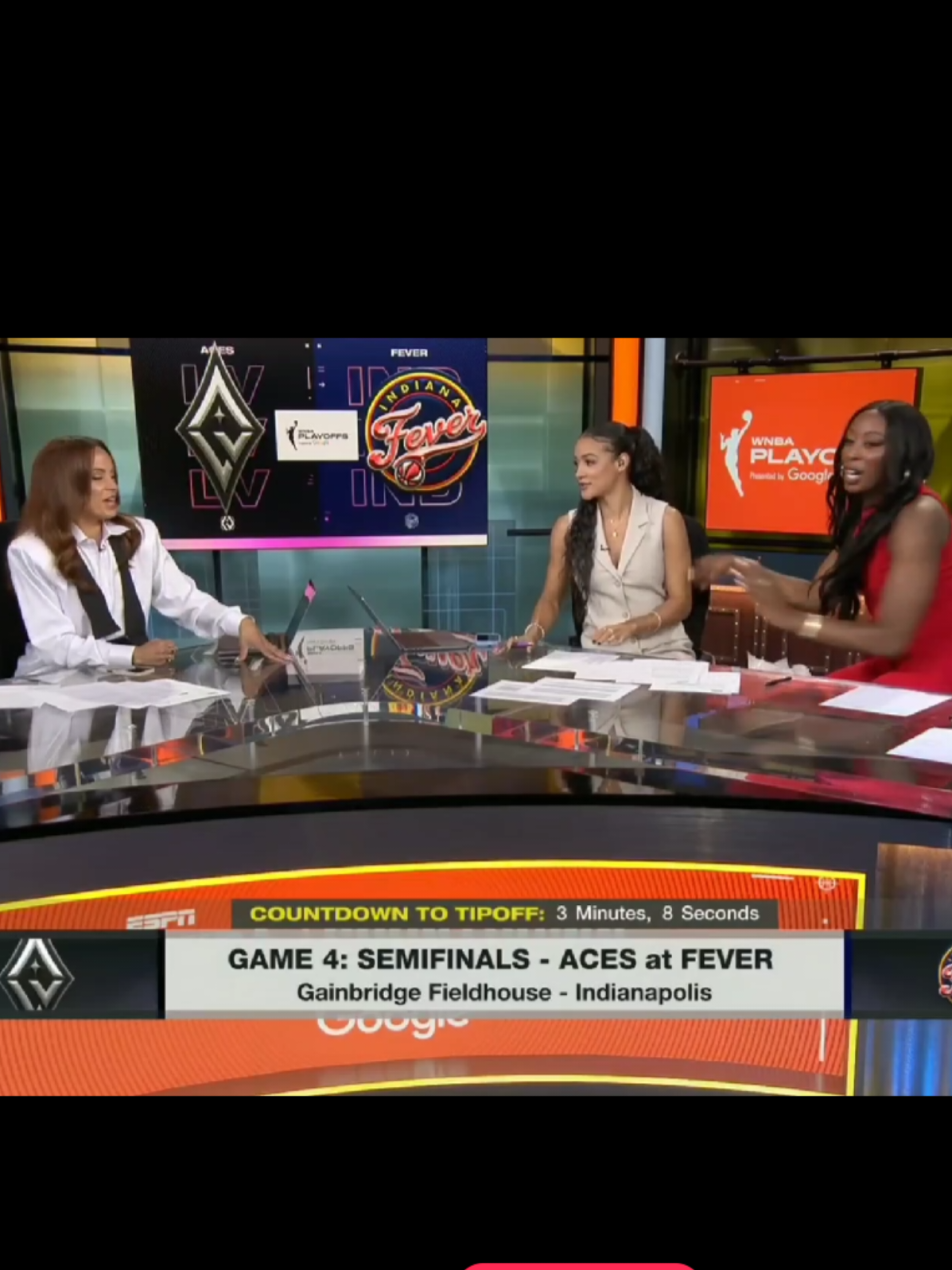 No shade to these ladies, the Fever are the underdogs in this matchup so I get why they’d pick the Aces (Seed #2) over the Fever (Seed #6). What they didn’t count on was Kelsey dropping 25, AB with 28, O adding 18, plus Tash and Lexie putting up 7 each. All game long you could see and feel the Fever playing with that win mentality. My team knew exactly what they needed to do to get the dub today! @Indiana Fever, please have Steph pack her red jacket for the game this Tuesday, and let’s bring that same mindset to secure our spot in the Finals!! BOW BOW BOW!!! 🔥🔥🔥 #indianafever #WNBA #feverVSaces