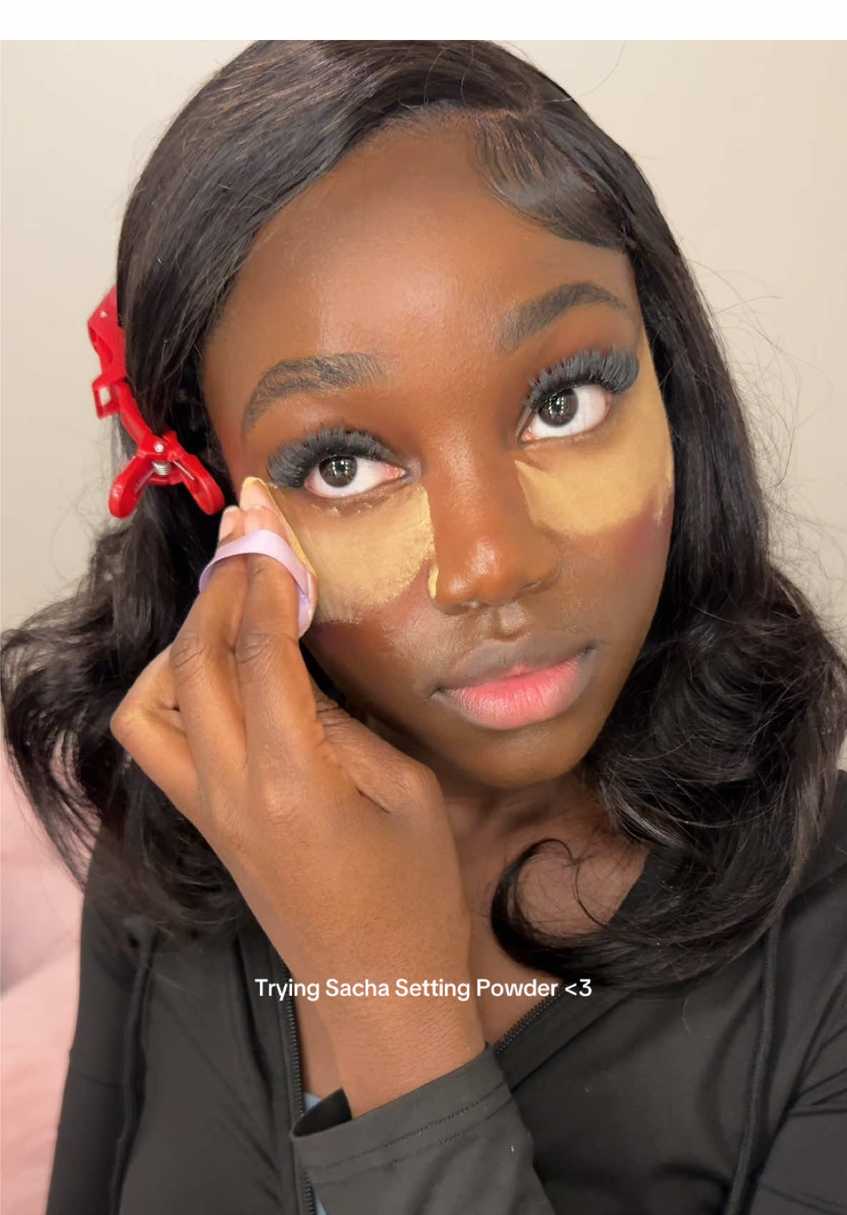 Had to see what the hype was about lol  • • • • • • • #blackgirlmakeup #darkskinmakeup #settingpowder #makeup #makeuptutorial 