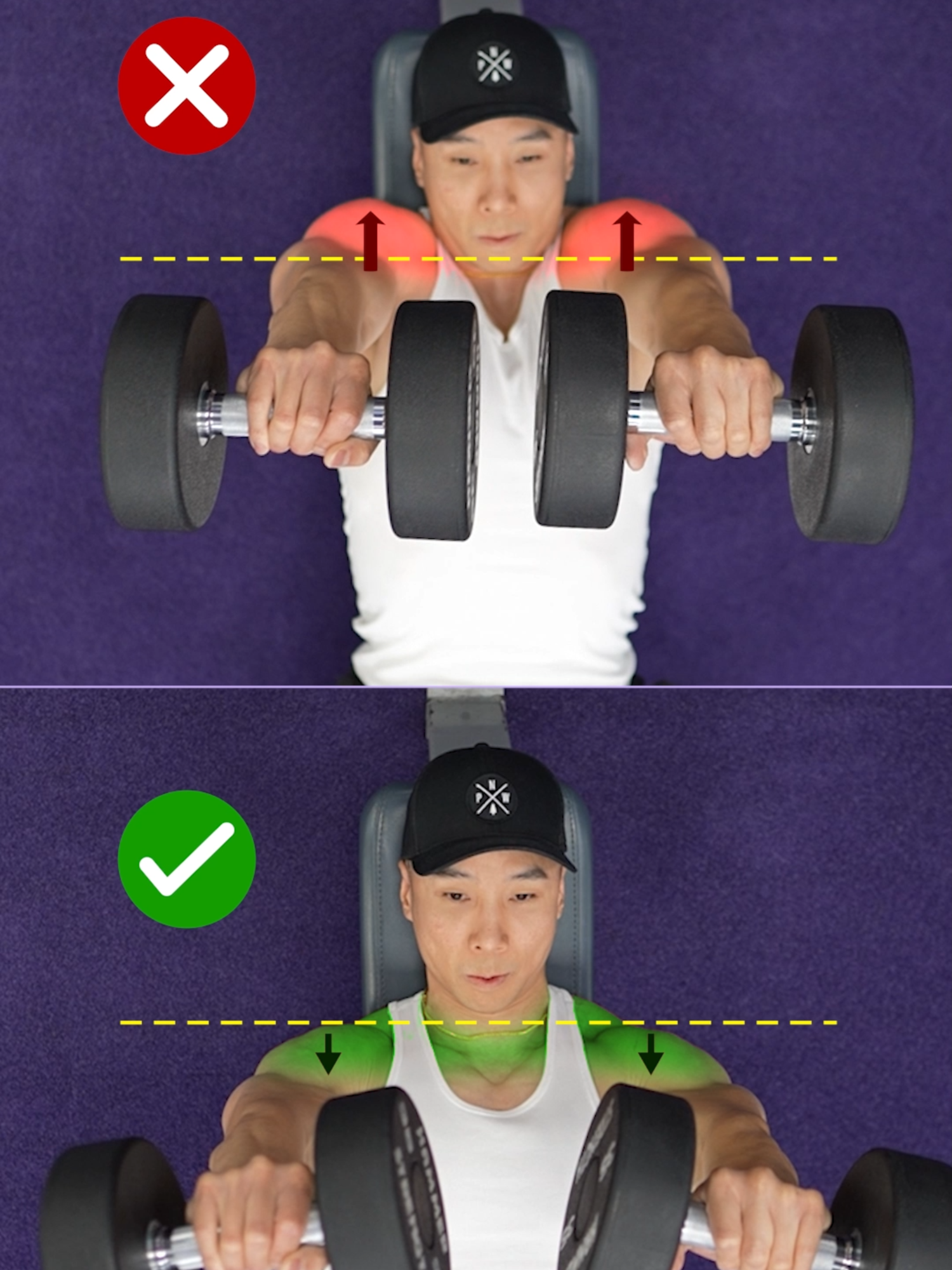 Size & Shred Training program 👉🏻 deltabolic.com (link in bio) ❌ STOP Making This Chest Press Mistake! A common beginner mistake in the dumbbell chest press is shrugging your shoulders as you press. This takes tension off your chest and shifts it onto your traps. Instead, lock your shoulders down and keep them there throughout the movement to maximize chest activation. #dumbbellchestpress #chestpress #benchpress