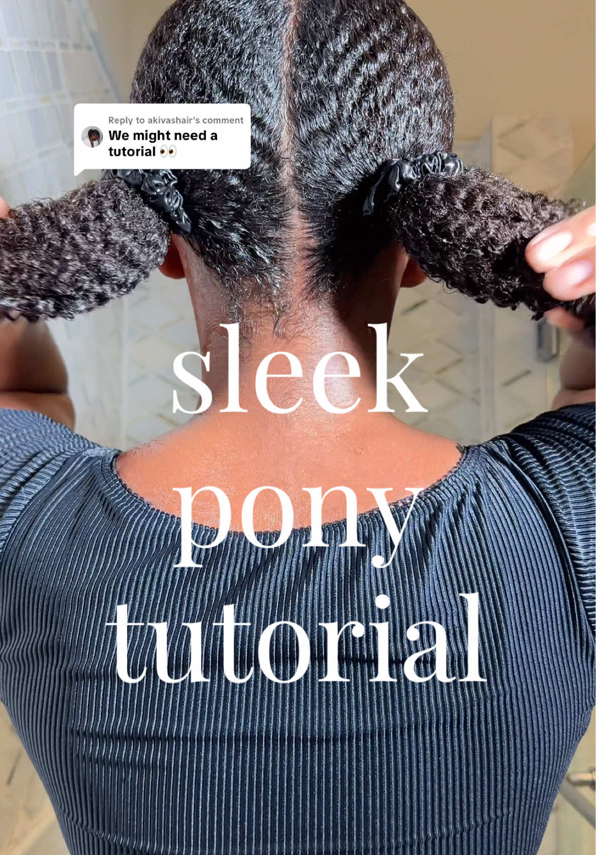 Replying to @akivashair  sleek pony tutorial for coily/afro textured hair #naturalhairtiktok #type4hairtutorial #coilyhair #curlyhair #detanglingbrush 