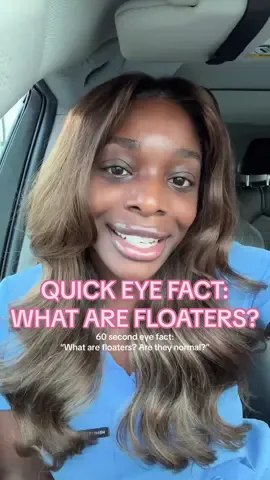 Now y’all know what those little black-grey squiggles that come and go in your vision! More than likely… those are floaters lol if you feel like you’re seeing more than usual constantly and they’re not going away at all, go see an optometrist or ophthalmologist to get dilated and confirm that there is no damage to your retina, and that what you’re seeing is normal! And don’t skip your annual eye exam :)  Scrubs @Members Only LLC  #eyeexam #LearnOnTikTok #floaters #doctorsoftiktok #retina 
