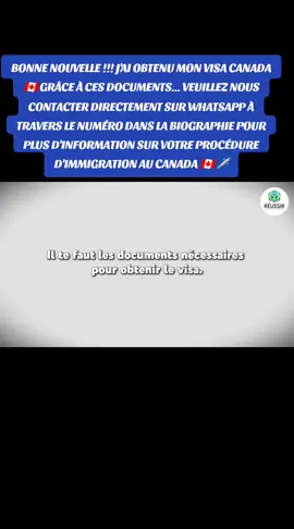 Vous rêvez d'immigrer au Canada ? Laissez-moi vous guider à chaque étape ! 📩 Démarrez votre procédure dès maintenant ! 📞 Contactez-moi directement sur WhatsApp  à travers le numéro dans ma biographie  ✅ Ce que je peux faire pour vous : ✔️ Vérifiez gratuitement votre éligibilité ✔️ Vous aidez à préparer tous vos documents ✔️ Répondez à toutes vos questions et vous évitez les erreurs 📍Ne perdez plus de temps, le Canada vous attend ! 📲 Contact direct sur WhatsApp #camerountiktok🇨🇲 #gabon🇬🇦 #togolais228🇹🇬 #cotedivoire🇨🇮 #africa 