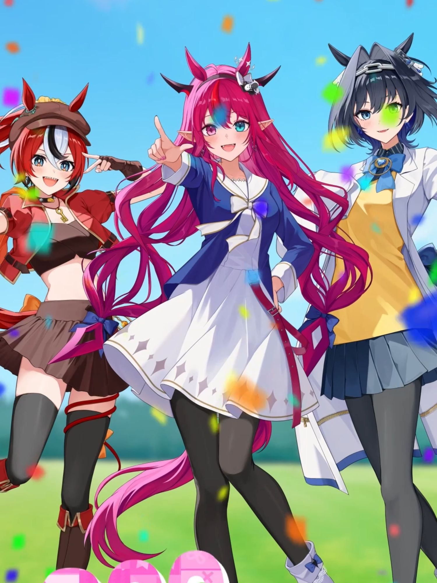 #holoPromise New Cover Out Now!! 🏇🏁 Umapyoi Legend (English ver.) MV ▶️https://youtu.be/u5ice9Ud8Rk Dokidokidokidoki… 💓 Ore no Aiba ga…!! ✨ 💎 IRyS ⏳ Ouro Kronii 🎲 Hakos Baelz   #umamusume #hololiveEN