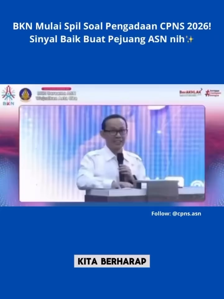 ✨ KABAR GEMBIRA BUAT PEJUANG ASN! ✨🚨 BKN udah mulai kasih sinyal penerimaan CPNS 2026 😱🔥 Artinya… kamu punya waktu emas buat siapin diri dari sekarang! 💪 ✅ Persiapkan berkas biar nggak panik di H-1 ✅ Asah kemampuan SKD & SKB biar makin pede ✅ Latih mental juara biar kuat hadapi persaingan Jangan tunggu pengumuman resmi baru belajar, yang ada malah kelabakan 😅 Mulai sekarang → langkah kecil = hasil besar 🚀 Siap jadi bagian dari ASN 2026? ✍️ Tulis di komentar: “Aku Pejuang ASN 2026!” #CPNS2026 #PejuangASN #BKN #PNS #CPNS