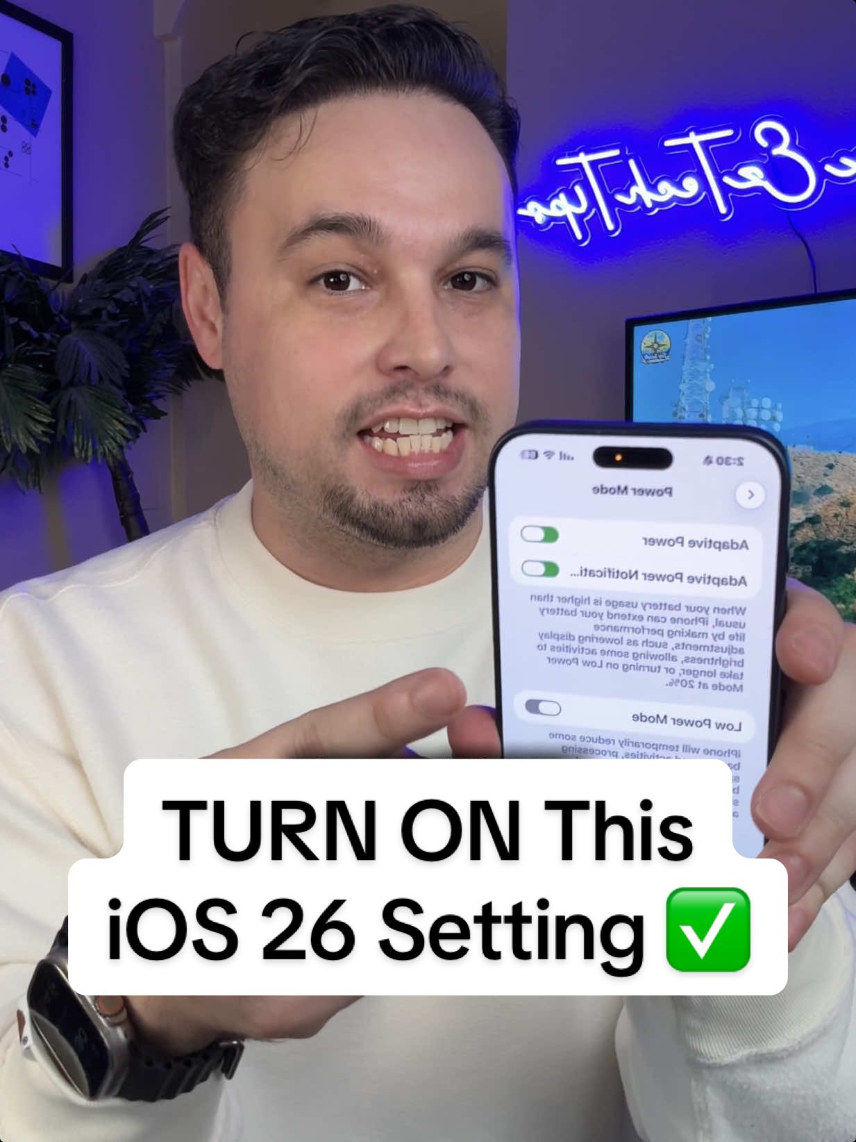 🚨 Is this the BEST new iOS 26 setting? Adaptive Power makes your battery smarter with AI 🔋📱 1️⃣ Open Settings 2️⃣ Tap Battery 3️⃣ Tap Power Mode 4️⃣ Toggle ON Adaptive Power ⚡ it uses Apple Intelligence to balance performance, cutting down background drain so your iPhone lasts longer 📱 Note: Adaptive Power requires iPhone 15 Pro or newer running iOS 26 #ios26 #iphonetips #ios26features #iphone #Tech 