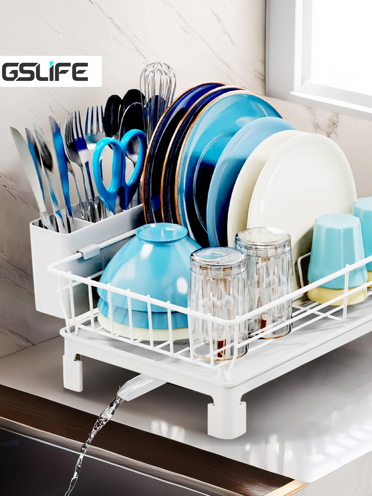 Simple and practical wall-mounted kitchen dish rack (no installation required)#homestorage #organizedhome #homedecor #homeimprovement #tiktokfinds #organizingtiktok #fyp #kitchenrack #dishcabinet #dishrack #kitchenorganization #homerack #GSlife #new