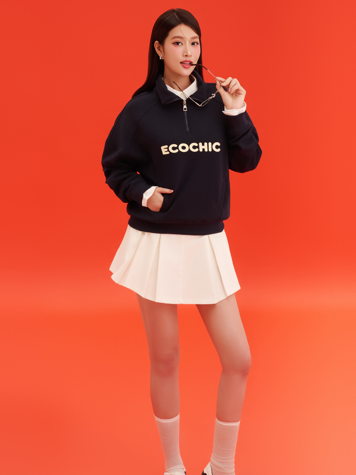 𝐁𝐒𝐓 𝐇𝐢𝐠𝐡 𝐂𝐚𝐬𝐮𝐚𝐥 𝟐𝟎𝟐𝟓 ECOCHIC HALFZIP SWEATSHIRT - Một sản phẩm với chất liệu Ecozy cao cấp thuộc BST Thu Đông mới của Ecochic #fyp #ecochic #highcasual #kyduyen #thienan #hangmoive
