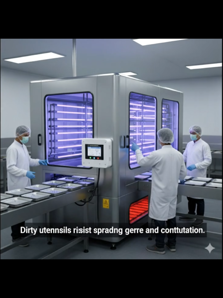 Mesin Sterilisasi Peralatan Makan Berbasis Mikrokontroler dengan Kontrol Suhu dan UV 🍽️🦠 “Bayangin ribuan alat makan dipakai setiap hari di dapur MBG… Kalau cuma dicuci biasa, masih ada risiko bakteri & virus yang nempel. Dampaknya? Bisa bikin kontaminasi makanan & ancaman kesehatan 😰. Makanya aku bikin solusi ini: Mesin Sterilisasi Peralatan Makan Berbasis Mikrokontroler dengan Kontrol Suhu & UV. ➡️ Sendok & piring masuk conveyor → otomatis masuk ke ruang sterilisasi. ➡️ Suhu tinggi mematikan kuman 🔥 + sinar UV memastikan alat makan benar-benar steril 💡. ➡️ Semua dikontrol mikrokontroler, jadi proses aman, cepat, dan konsisten ✅. 🔥 Bayangin kalau semua dapur besar pakai sistem ini → kualitas makanan terjaga, risiko penyakit bisa ditekan, konsumen lebih percaya. Kalau kamu jadi konsumen, lebih penting mana menurutmu? 👉 Sterilisasi suhu tinggi atau tambahan UV untuk perlindungan ekstra? 👀 👇 Tulis pendapatmu di komentar! 👉 Follow biar nggak ketinggalan inovasi food safety & smart kitchen lainnya! #foodsafety  #smartkitchen  #mahasiswa  #keracunanmbg  #mbg   