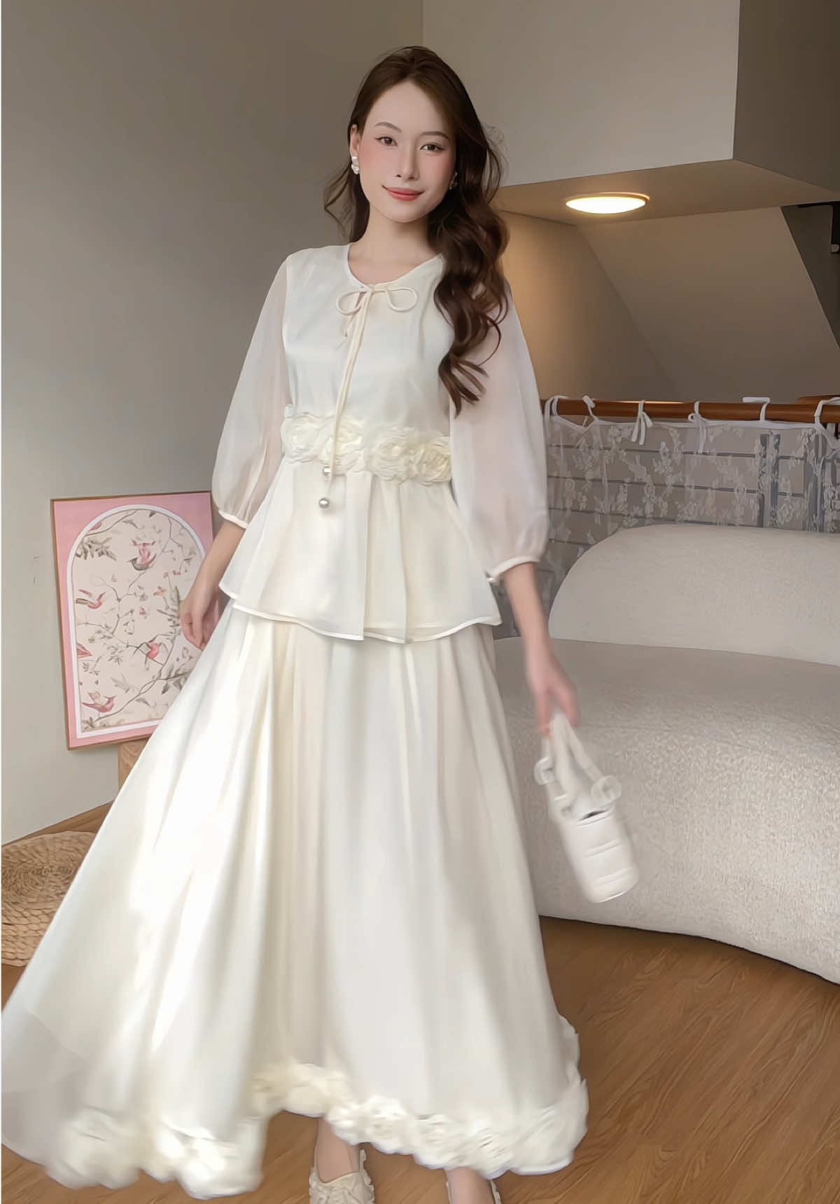 Set váy trắng tinh khôi, nhẹ nhàng như nàng thơ bước ra từ giấc mộng ✨ #SV354 #thoitrang #lanadesignvn #thoitrangtiktok 