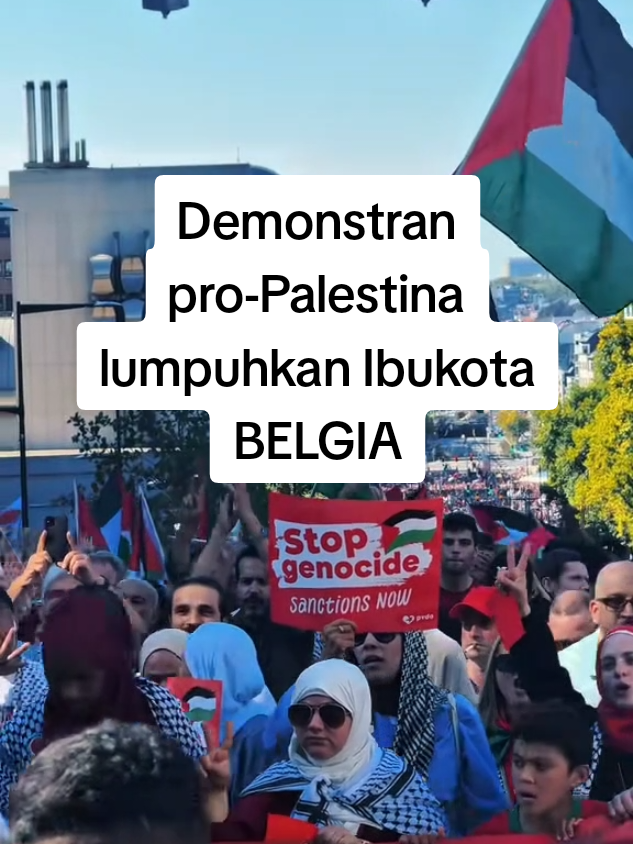 Demo pro Palestina pecah di Brussel Ibukota Belgia. 7/9/2025 #freepalestine🇵🇸❤️ #freepalestine #protest #demo 