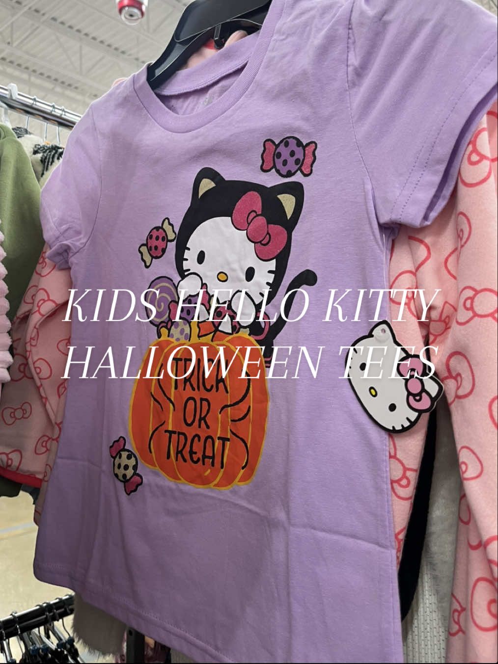 Kids @hellokitty halloween tees at @Burlington for $5.99 🖤 I love buying clothes for my niece & nephew especially during the holidays 🥰 #halloween #kidsclothes #hellokitty #burlington #shopping 