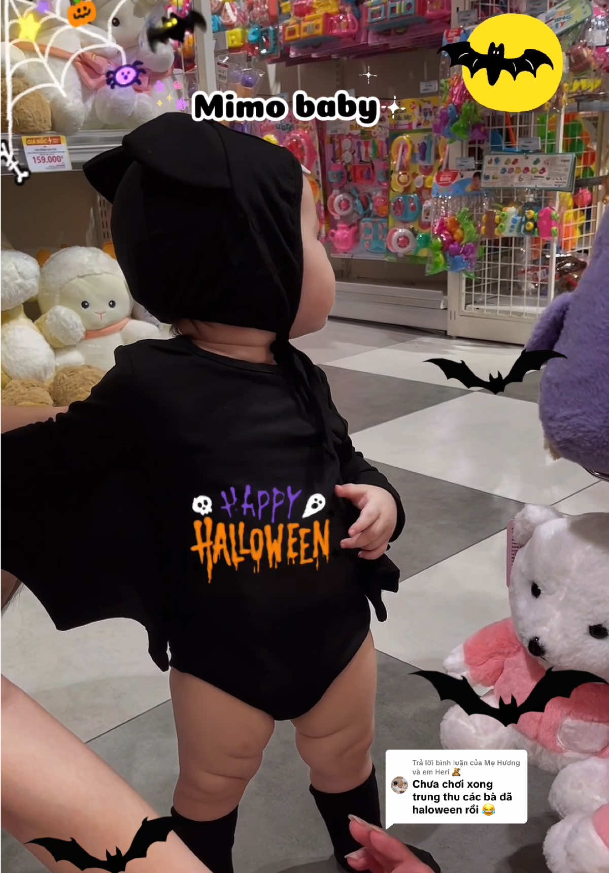 Trả lời @Mẹ Hương và em Heri 🧸ྀི Nhìn zậy thui chứ con dơi này cute lắm à nha 🦇🦇 #halloween #mimobaby #doxinhchobe #embedangyeu #hoatranghalloween 