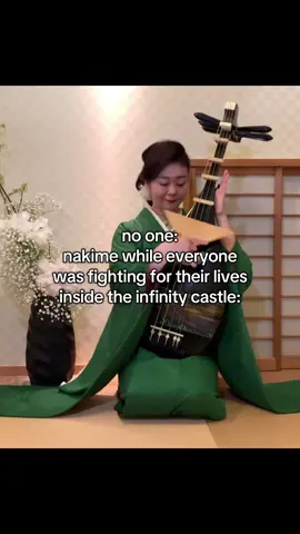 she was rockin out (also the lady in the video has such a beautiful voice go watch it) #demonslayer #uppermoon #nakime #kimetsunoyaiba #fyp 