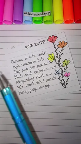 KOTA SANTRI 🌺 #liriklagu #kotasantri #suasanadikotasantri #tulisantangan  @Rahmadani 💐 