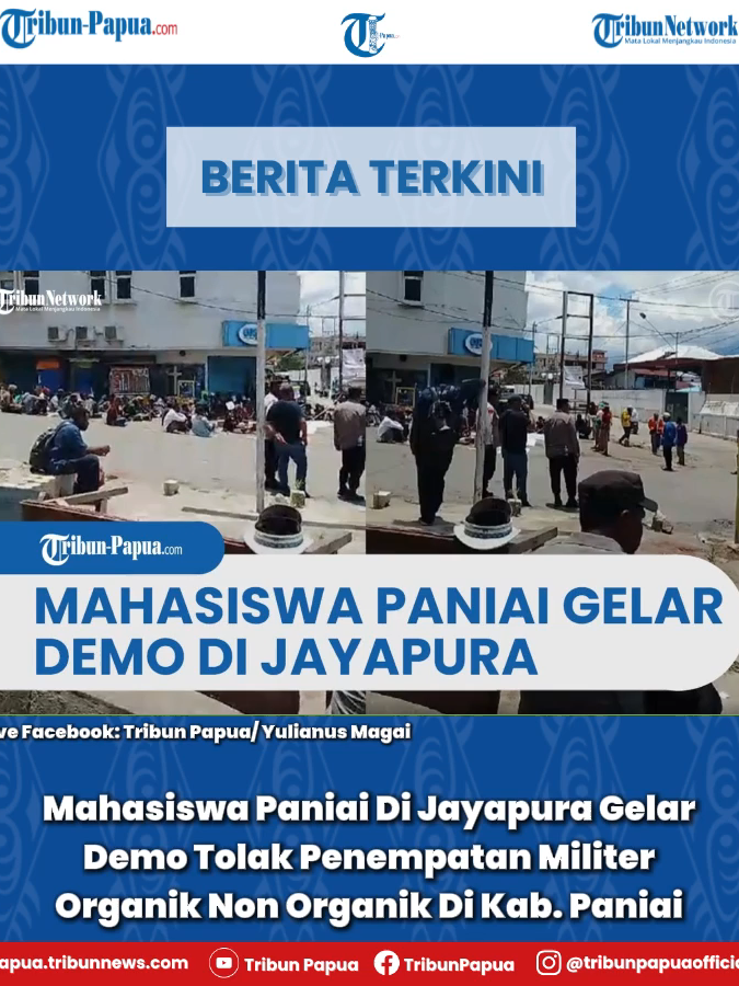 Mahasiswa Paniai Di Jayapura Gelar Demo Tolak Penempatan Militer Organik Non Organik Di Kab. Paniai di Lingkaran Abe, Jayapura, Senin Siang (29/9). BACA SELENGKAPNYA papua.tribunnews.com dan tribunnews.com Follow us on Social Media Instagram: @tribunpapuaofficial TikTok: @tribunpapua Facebook: Tribun Papua Youtube: Tribun Papua