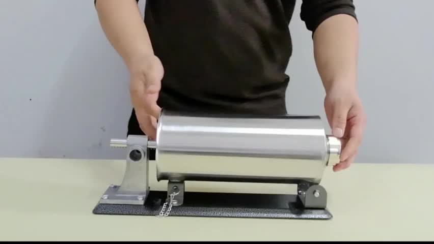 เครื่องอัดไส้กรอก ความจุ 3L พร้อมหลอด 8 ชิ้น คู่มือ ทำจากสแตนเลส เครื่องทำไส้กรอกแนวนอน เครื่องเติม 