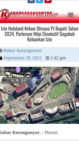 IZIN HOLYLAND GONDANGREJO KELUAR MASA PJ BUPATI 2024. Hasrat mendatangkan investasi justru bisa jadi bumerang bila eksekutif tidak berhati-hati. Polemik proyek wisata religi Hollyland di Karanganyar kini menyeruak, setelah DPRD menuding Pemkab terburu-buru mengeluarkan izin tanpa proses yang transparan dan tanpa koordinasi dengan legislatif maupun warga sekitar.  Ketua DPRD Karanganyar, Bagus Selo, menegaskan dewan sama sekali tidak dilibatkan sejak awal. Ia mengaku baru mengetahui proyek raksasa di lahan 40 hektare itu ketika masyarakat melapor dan Komisi A turun mengecek langsung ke lokasi.  “Dari awal kami tidak pernah diberitahu. Dewan baru dengar setelah warga mengadu, sementara izin ternyata sudah diteken eksekutif,” ujar Bagus dengan nada kecewa, Senin (29/9/2025).  Informasi yang dihimpun menyebutkan, izin pembangunan Hollyland dikeluarkan pada tahun 2023. Saat itu, Karanganyar berada dalam masa transisi kepemimpinan, di bawah kendali Penjabat (PJ) Bupati Timotius Suryadi. Situasi itulah yang menurut DPRD seharusnya membuat pemerintah daerah lebih hati-hati, bukan justru gegabah membuka ruang bagi investor tanpa komunikasi yang jelas.  Menurut Bagus, skala besar proyek Hollyland seharusnya diputuskan melalui kajian mendalam dan koordinasi lintas lembaga. Ia pun mendesak adanya evaluasi ulang agar tidak muncul kesan pemerintah daerah asal-asalan memberi karpet merah pada investor.  “Investasi memang penting, tapi bukan berarti semua bisa diloloskan begitu saja. Eksekutif harus transparan dan melibatkan masyarakat, jangan main sembunyi-sembunyi,” tegasnya.  Ia juga mengingatkan kasus perizinan hiburan karaoke di Papahan yang dulu menimbulkan polemik serupa. Menurutnya, pengalaman itu seharusnya cukup menjadi alarm agar Pemkab tidak mengulangi blunder yang sama.  Meski kritis, DPRD menegaskan tidak menolak kehadiran Hollyland. Dukungan tetap diberikan sepanjang aturan ditegakkan, mekanisme dijalankan dengan benar, dan warga dilibatkan dalam proses.  “Kami tidak anti-investasi. Tapi jangan sampai proyek yang digadang-gadang membawa manfaat justru meninggalkan keresahan. Komunikasi adalah kunci, bukan keputusan sepihak,” pungkasnya. #holylandkaranganyar #infoKaranganyar #kabarkaranganyar 