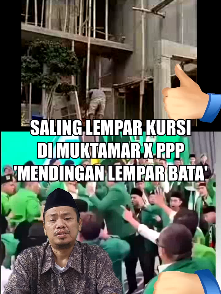 Saling lempar kursi di muktamar x PPP. Lebih mending tukang yang lempar bata #ppp #partaika'bah #muktamarppp #lemparkursi