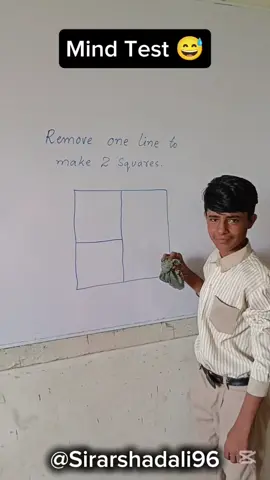 Remove 1 line to make 2 Squares 😍 Mind Test 😅 #fyp #viral #tiktok #schoolactivity #video 