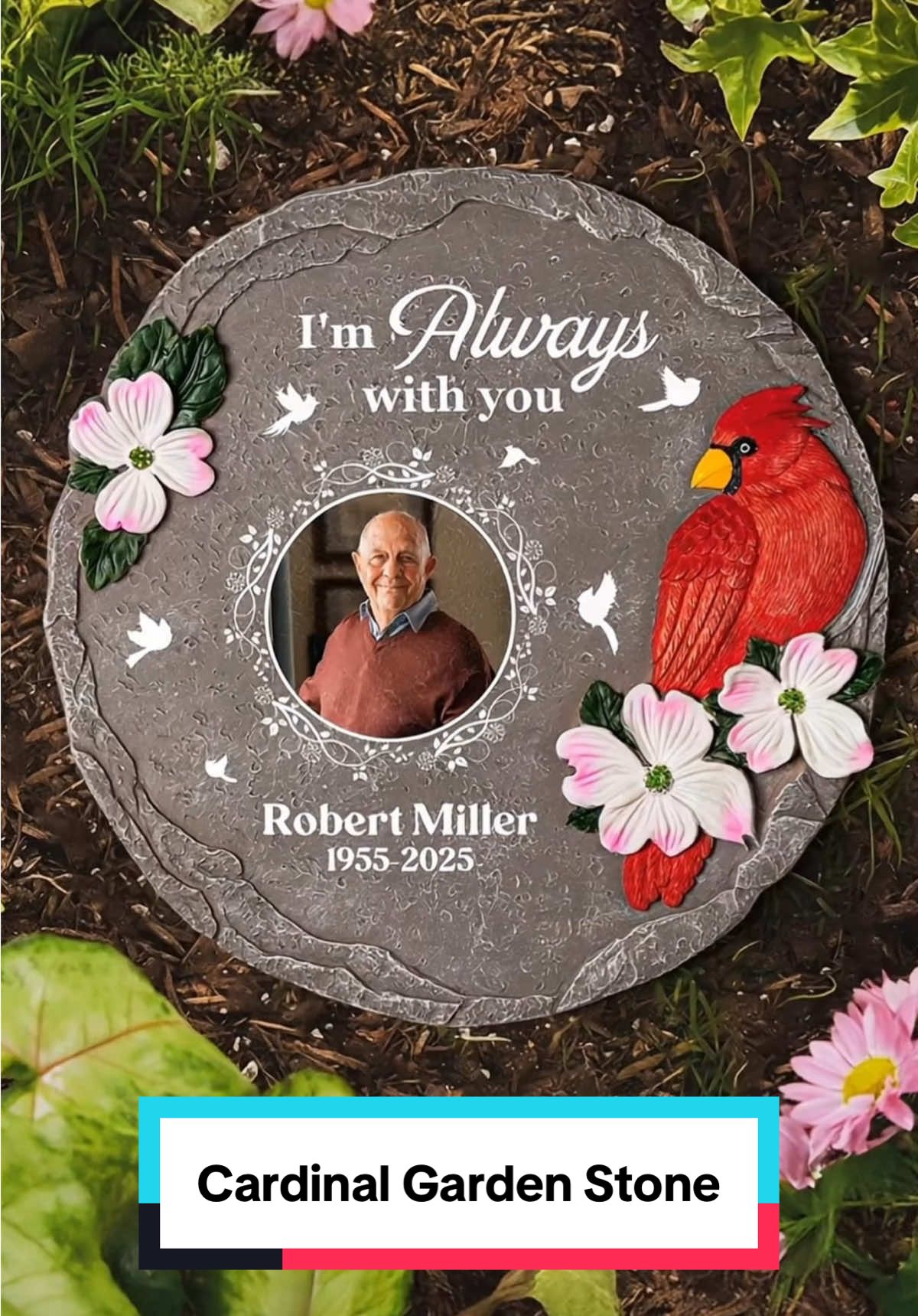Let this cardinal stone bring a message of hope and eternal connection to your heart 🕊🌅 #macorner #memorialgardensstone #hopeful #remembrance #loveneverdies