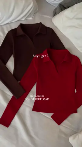 2pcs long sleeve collar top for ₱166>>> #collartop #fulllengthtop #longsleeve #buy1get2 #fyp 
