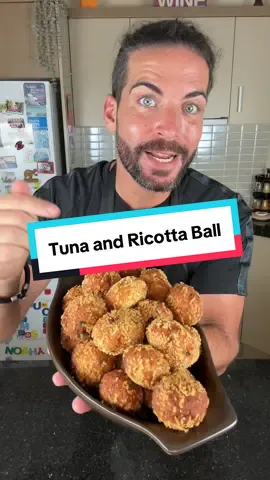 Tuna & Ricotta Balls | Crispy Outside, Creamy Inside These little golden bites are a true Italian classic — soft and flavorful on the inside, crunchy on the outside. The combination of tuna, creamy ricotta, salty capers, and anchovies creates an explosion of Mediterranean flavors in every bite. Perfect as an appetizer, aperitivo snack, or even a second course with a fresh salad. Ingredients (makes about 15–18 balls): 	•	230g tuna in oil (drained) 	•	200g ricotta 	•	20g anchovies in oil 	•	20g salted capers (rinsed) 	•	50g Parmigiano Reggiano (grated) 	•	50g breadcrumbs (+ extra for coating) 	•	2 medium eggs 	•	8g parsley (finely chopped) 	•	Salt & black pepper to taste 	•	Frying oil Instructions: Drain the ricotta well to remove excess liquid. In a bowl, combine ricotta, grated Parmesan, drained tuna, and anchovies. Add capers, chopped parsley, breadcrumbs, and lightly beaten eggs. Mix until smooth and compact. Season with salt and pepper. If too soft, add more Parmigiano; if too firm, a drop of milk. With damp hands, shape into balls (about 30g each) and flatten slightly. Roll in breadcrumbs, then fry in hot oil (180°C) for a few seconds until golden and crisp. Drain on paper towels and serve hot. 👉 Best enjoyed freshly fried, while the outside is crunchy and the inside is irresistibly creamy. #cookingwithtucci #italianrecipes #tuna #ricotta #meatballs   