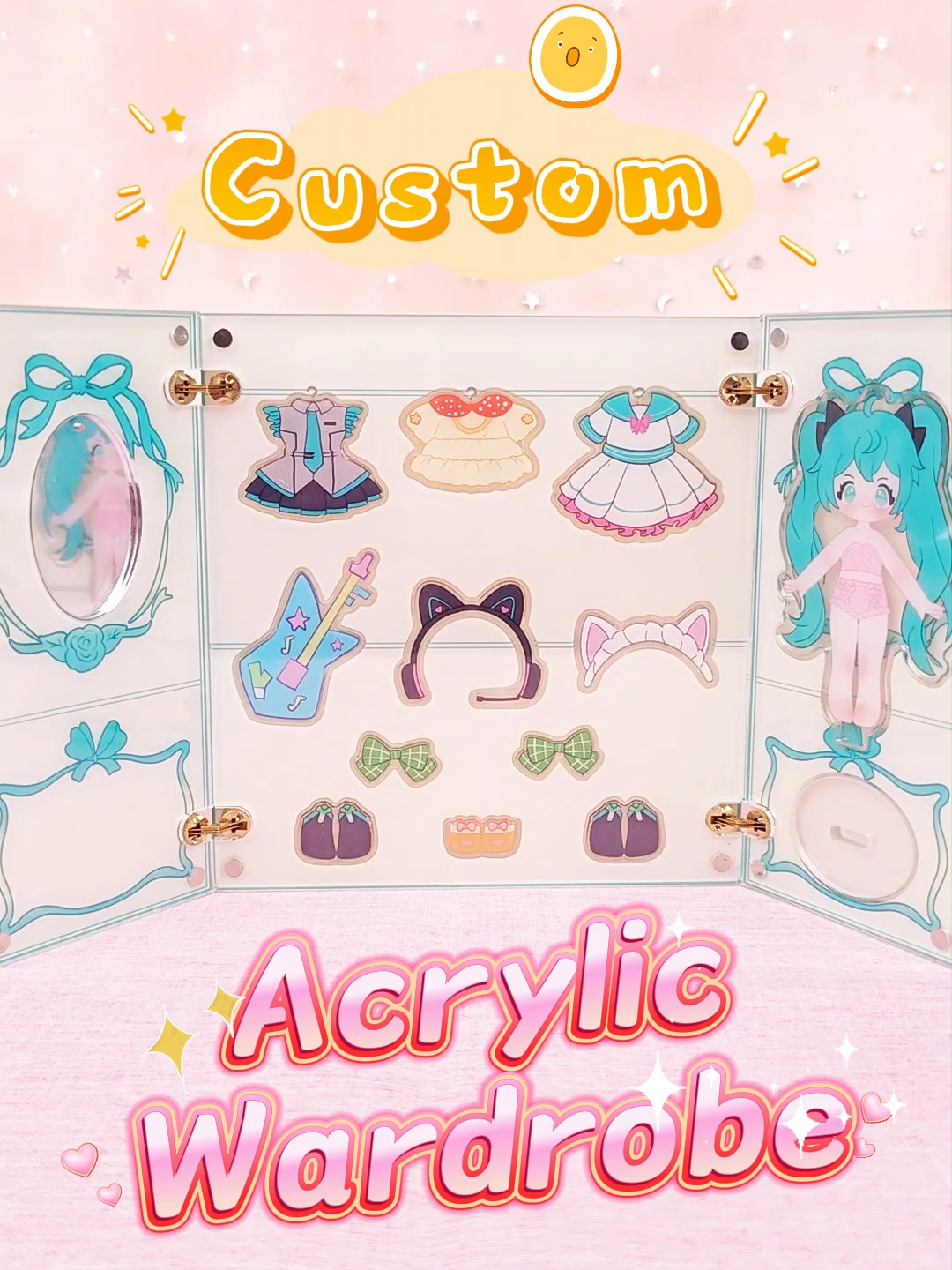 Sooooooo pretty！There can be so many beautiful clothes. Come on! Let's customize your own acrylic wardrobe! #fyp #merch #customize #manufacturing #customization #lollipopins #artistalley #custom #manu #artist #art #acrylic #magnet #charms #folding #standee
