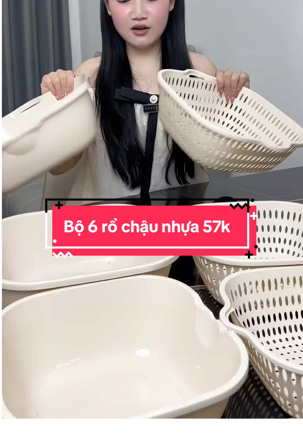Bộ chậu rổ nhựa 6 món loại đẹp giá 57k không săn ngay là hết đó vì số lượng có hạn ạ #ronhua #chaunhua 