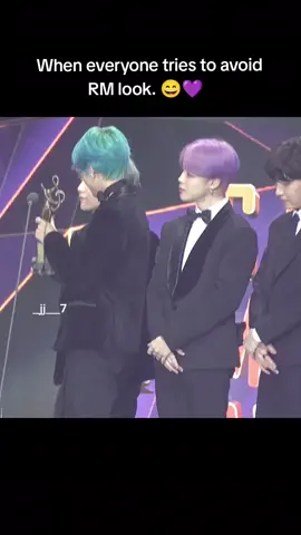 Reaction when RM looks and doesn't look 😂💜 #bts #_jj__7 