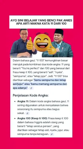 Arti makna kata 11 dari 100 Anies ke Prabowo