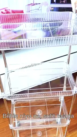 Transparent Trolley Mobile BathroomRack Kitchen Storage Rack With Wheel StorageCart Organizer