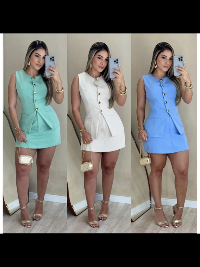 conjunto feminino alfaiataria elegante Colete Short saia por R$74,99.  👉🏻 comenta quero que te envio o link 👈🏻👈🏻  https://s.shopee.com.br/qaUJIVdPq